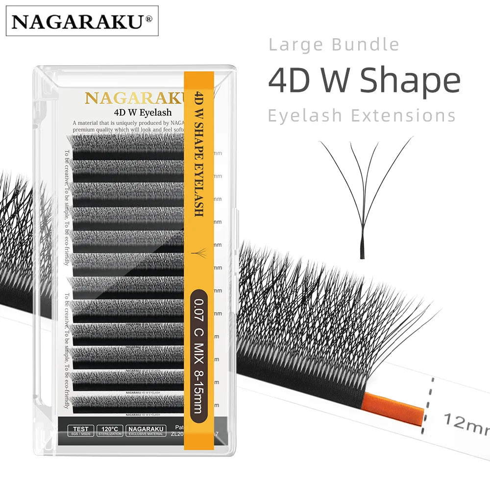 NAGARAKU Automatic Flowering W Shape Bloom 3D 4D 5D 6D 7D 8D Premade Fans Speed Eyelash Extensions Natural Soft Light Full Dense
