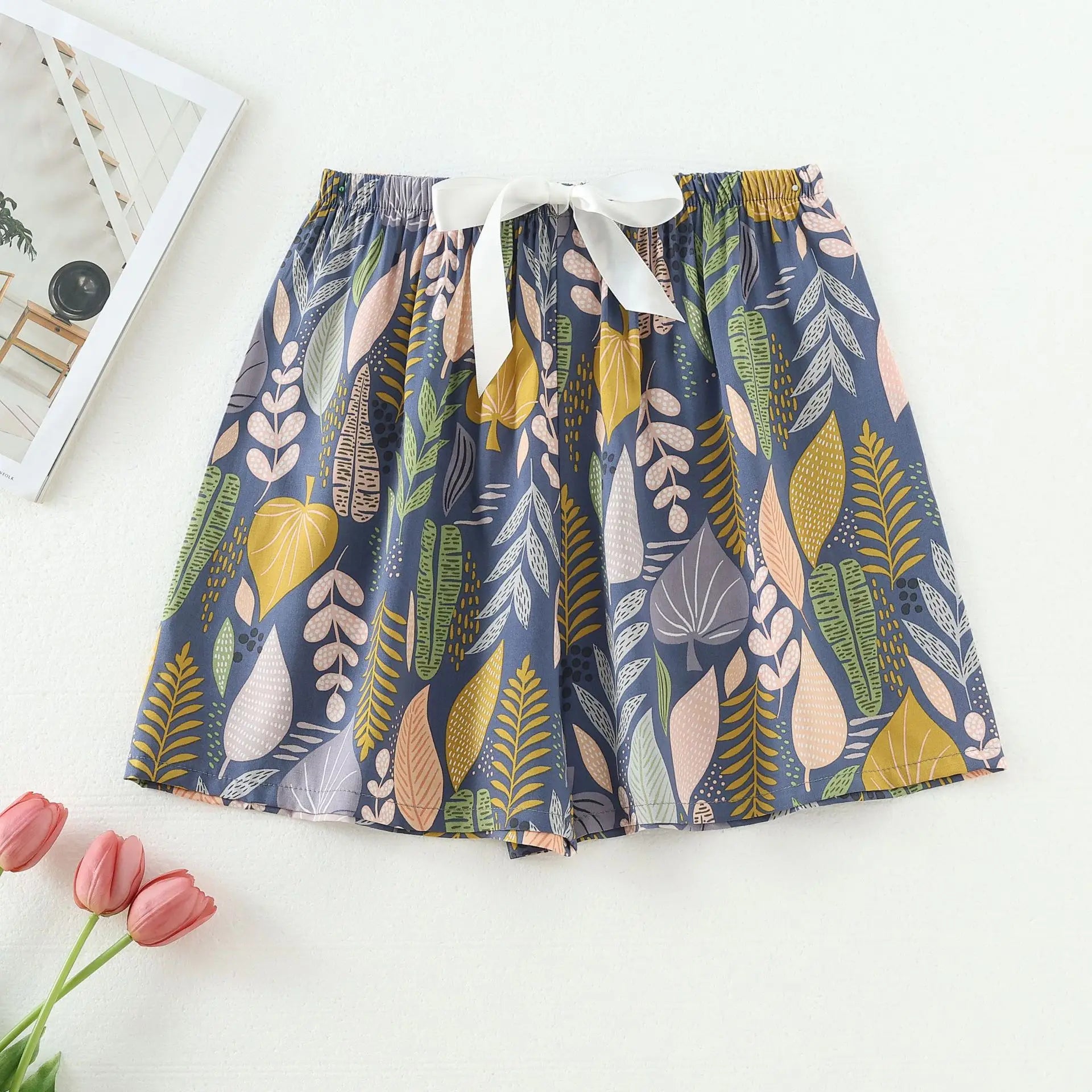 2025 Summer Sleeping Pants Women Thin Bottoms Spring Large Size Home Wear Pants Pajamas Flower Print Loose Cute Beach Trousers
