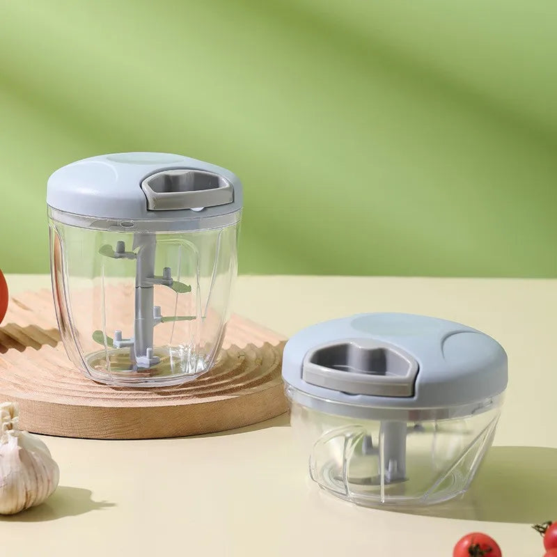 Manual Garlic Chopper & Vegetable Slicer – 500/1000 ml Fruit Crusher, Kitchen Blender & Meat Grinder