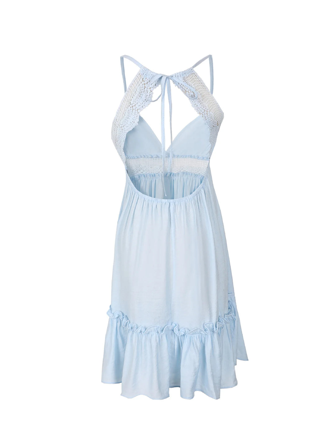 Women's Sexy Backless Lace Spliced Dress Summer V neck Mini Dresses Ladies Fashion Clothes Elegant Evening Dress Drop Shipping