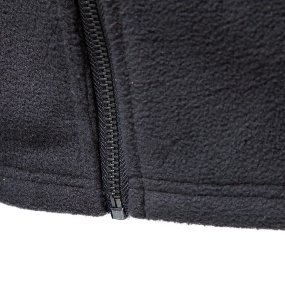 AIOPESON Men's Fleece Jacket Full Zip Stand Collar Solid Color Polar Fleece Outerwear Autumn Winter Outdoor Casual Light Coat