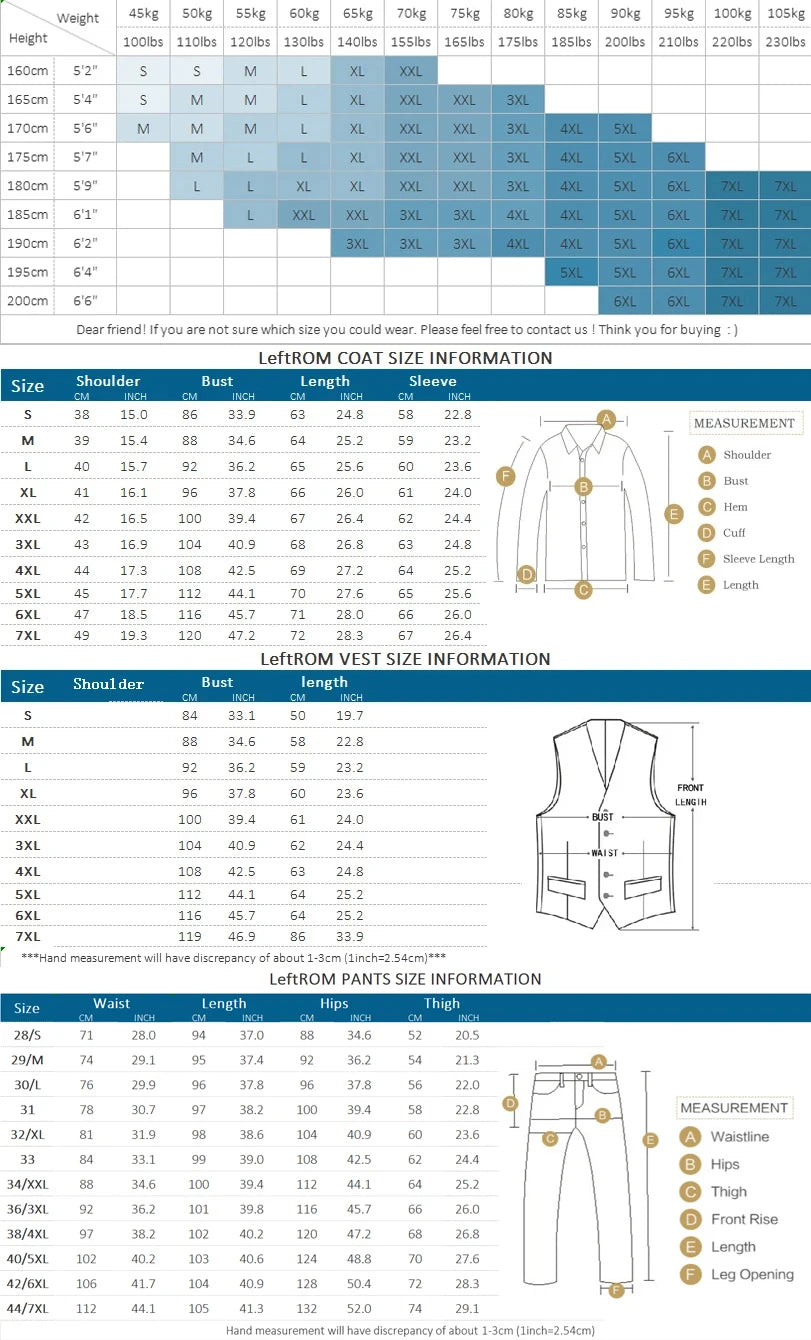 Blazer Vest Pants Men's Navy Blue Suit Set Slim Fit Blazer Vest Pants Formal Outfit for Business Wedding Office Groom Party