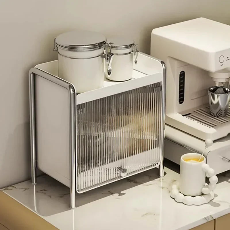 New Drawer Organizer Deluxe Desktop Makeup Organizer Kitchen Shelf Dustproof Mug Tea Set Coffee Drawer Countertop Organizer
