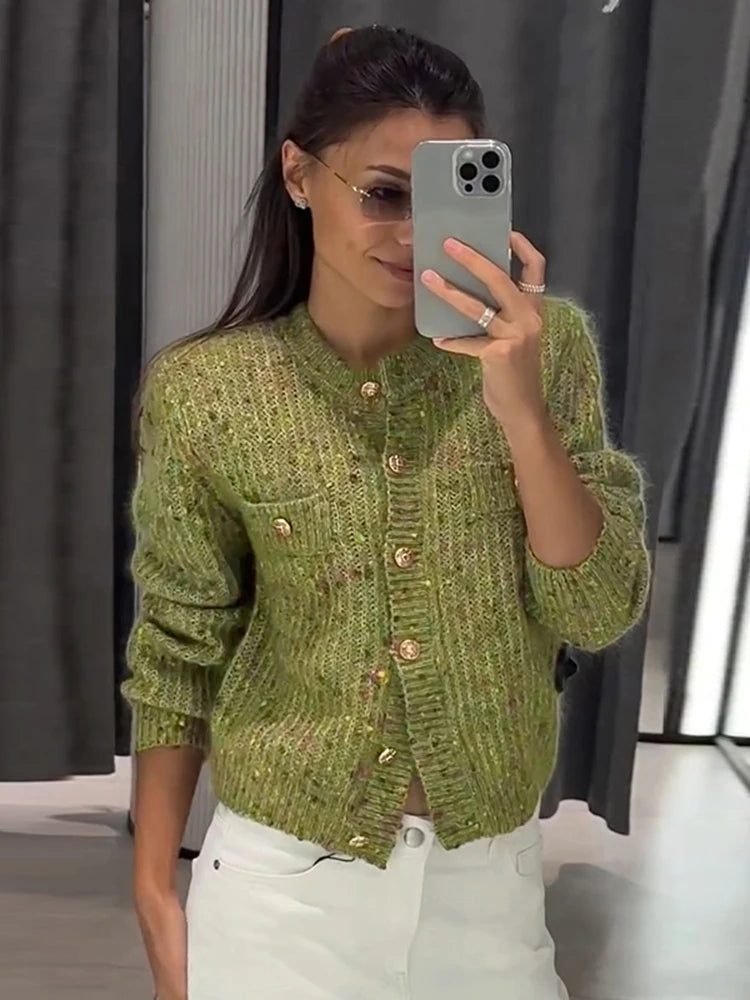 URBANCREW Marled Knit Cardigan — Cropped Casual Layer
