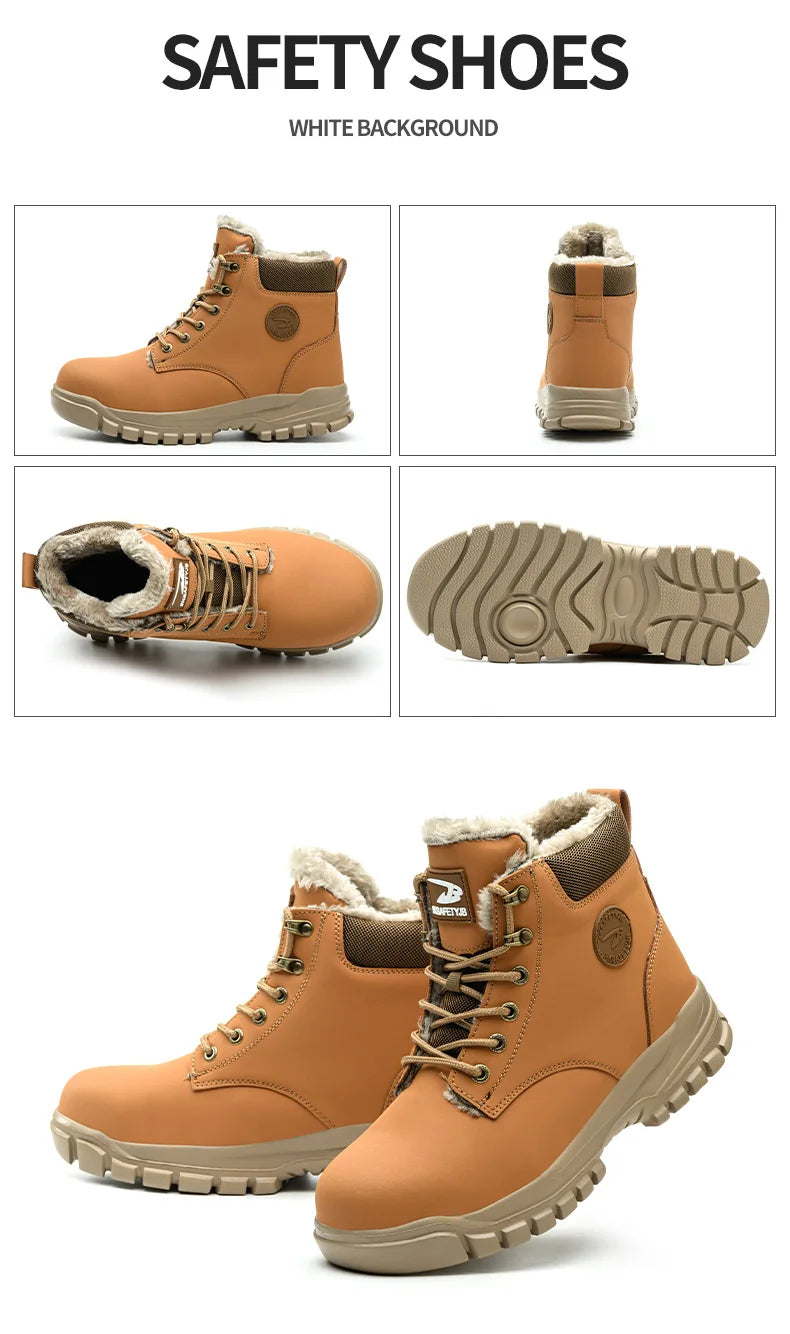 Latest 2024 Fashion Winter Warm Men Work Safety Boots Waterproof Indestructible Steel Toe Cap Shoes Sneakers Male Footwear