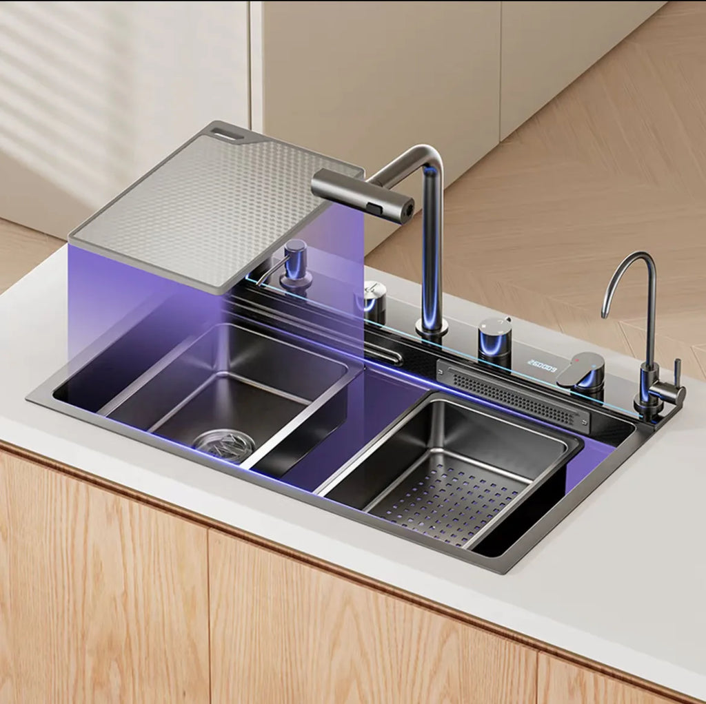 Neptune Whale Honeycomb Smart Sink Premium Self-Buildable Multifunctional Kitchen Sink with Advanced Features in Stainless Steel