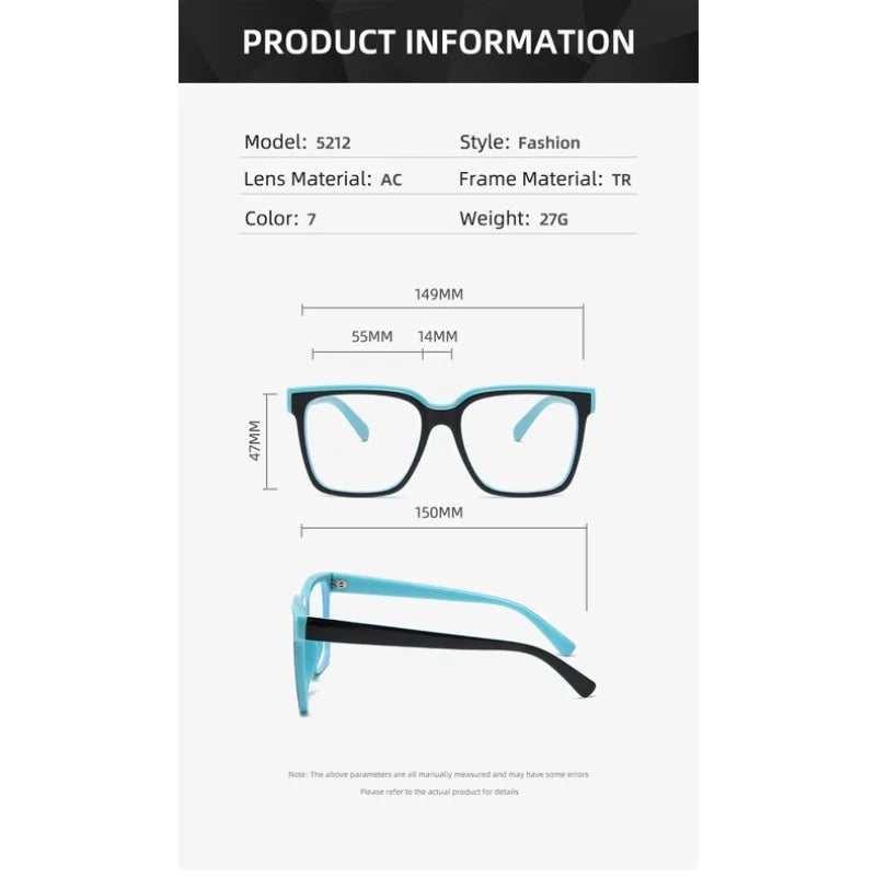 Fashion Double Color Women Cat Eye Glasses Frame Retro TR90 Clear Anti-Blue Light Eyewear Men Optical Blue Yellow Frame