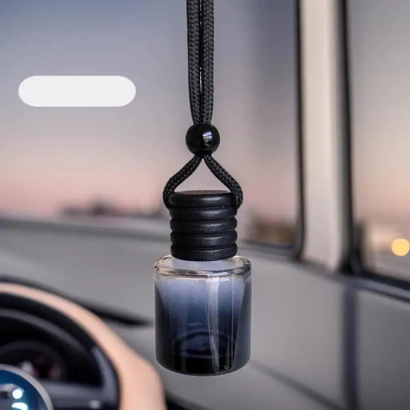 1Pc Black Cap Dyed Cylinder Empty Bottle Car Essential Oil Diffuser Fragrance Air Freshener Scent Perfume Bottle Ornament+~