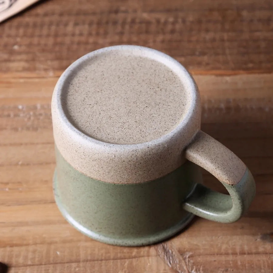 Vintage Coarse Pottery Coffee Cup Ceramic Mug Simple Sesame Glaze Pottery Clay Multifunctional Breakfast Oat Cup Kitchen Utensil