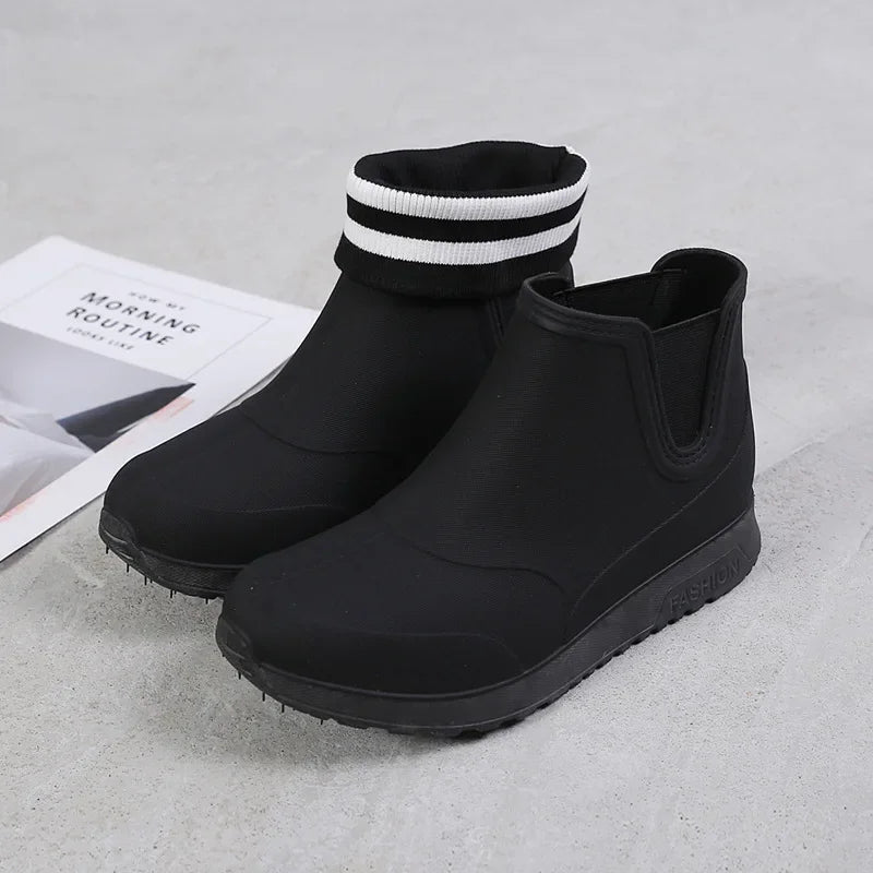 Rain Shoes for Lovers Rubber Shoe Platform Ankle Boots Autumn Winter Slip on Booties Boots for Men Waterproof Work Botas Hombres