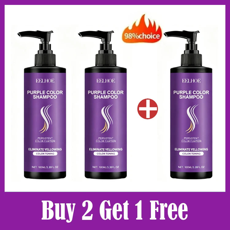 EELHOE Purple Toning Shampoo For Blonde Gray Strands Anti-Yellow Formula Lock Pigment Stop Fade Ideal Post-Bleach Salon Hair Car
