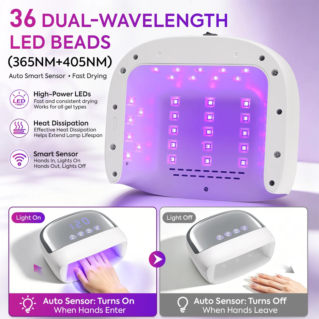 DianaBeauty UV Nail Lamp Powerful 108W Nail Dryer with 4 Timer Settings Professional Manicure Lamp with Smart Sensor Nail Tools