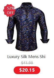 Gold Paisley Bright Shirts Men Autumn Long Sleeve Casual Flower Shirts For Men Designer Fit Dress Shirts BCY-07