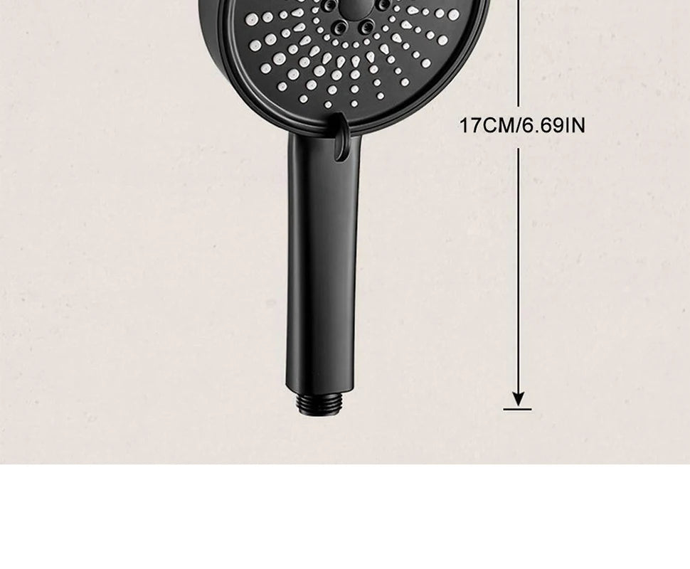 12.5cm Big Panel Shower Head,High Pressure Rainfall Shower Set Water Saving Shower,5 Modes Adjustable Shower Head Bathroom Tools
