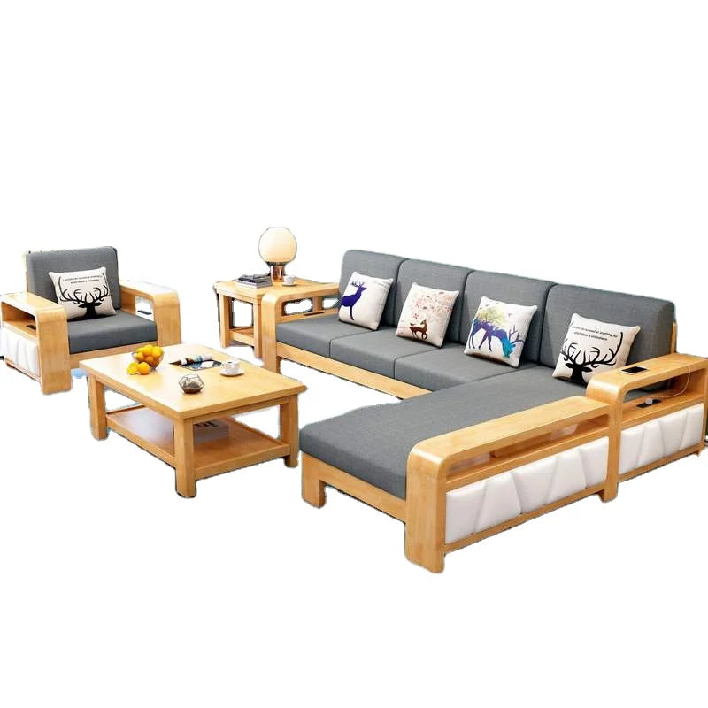 For Modern Home Wooden Sofa Set  Furniture Luxury Living Room Sectional Chesterfield Household Solid Wood Small Size