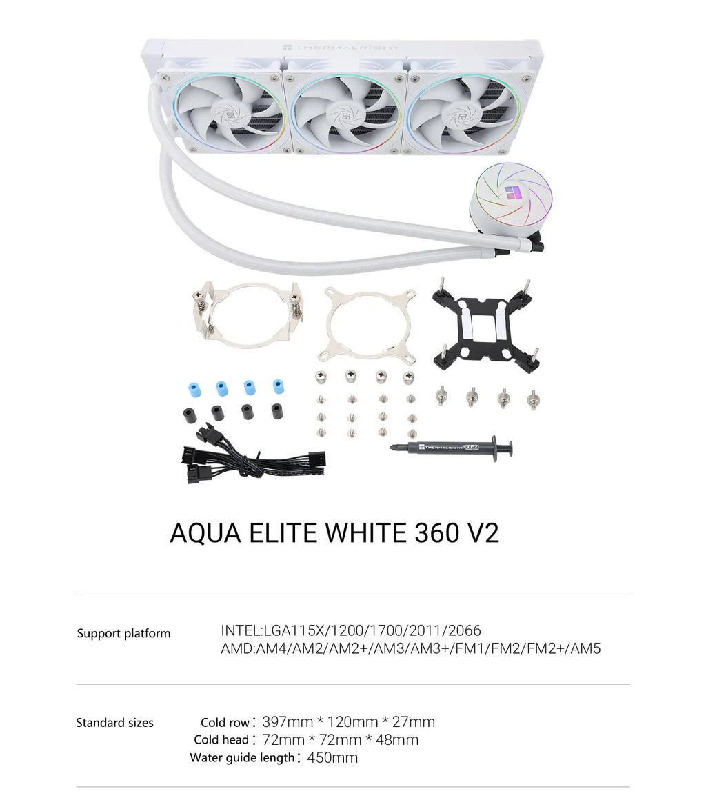 Thermalright Aqua Elite 360 V2 integrated water cold radiator supports multi -platform Intel LGA1700/115X/AMD AM4/AM5/AM5