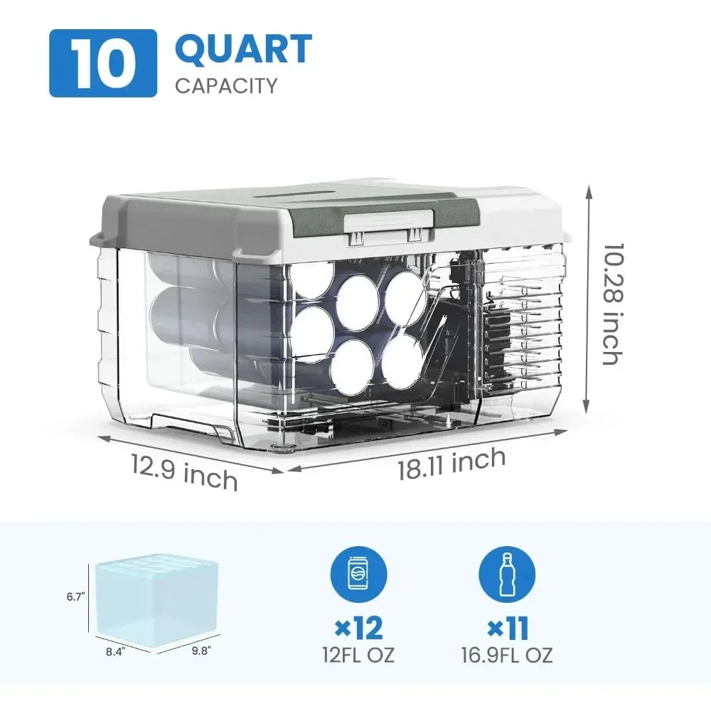 New Best Selling US Ship  12V 10 Quart Car Fridge Portable Freezer Cooler for Truck RV SUVCamping 12/24V DC 110-240V AC-Electric
