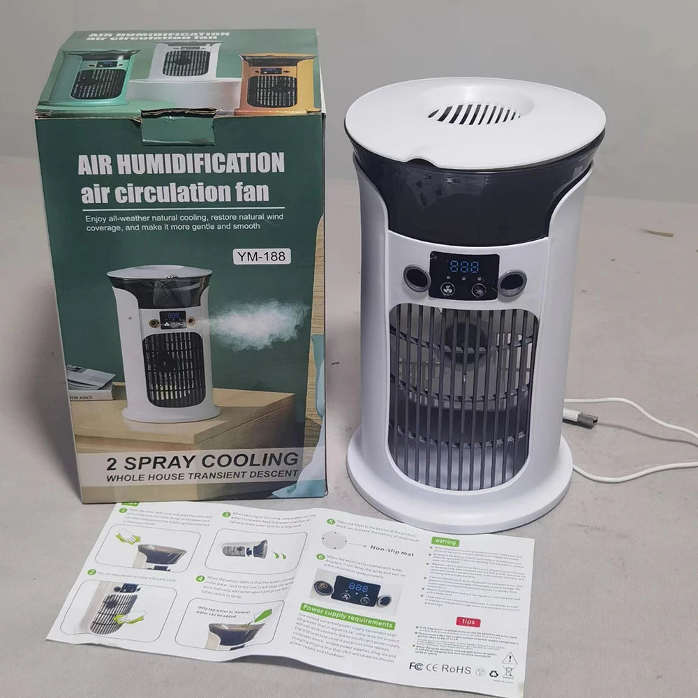Desktop Mini Air Conditioner Portable USB Air Cooler Fan For Home Room Camping Humidifier Cooling Fans 7 Color Night Lamp 선풍기