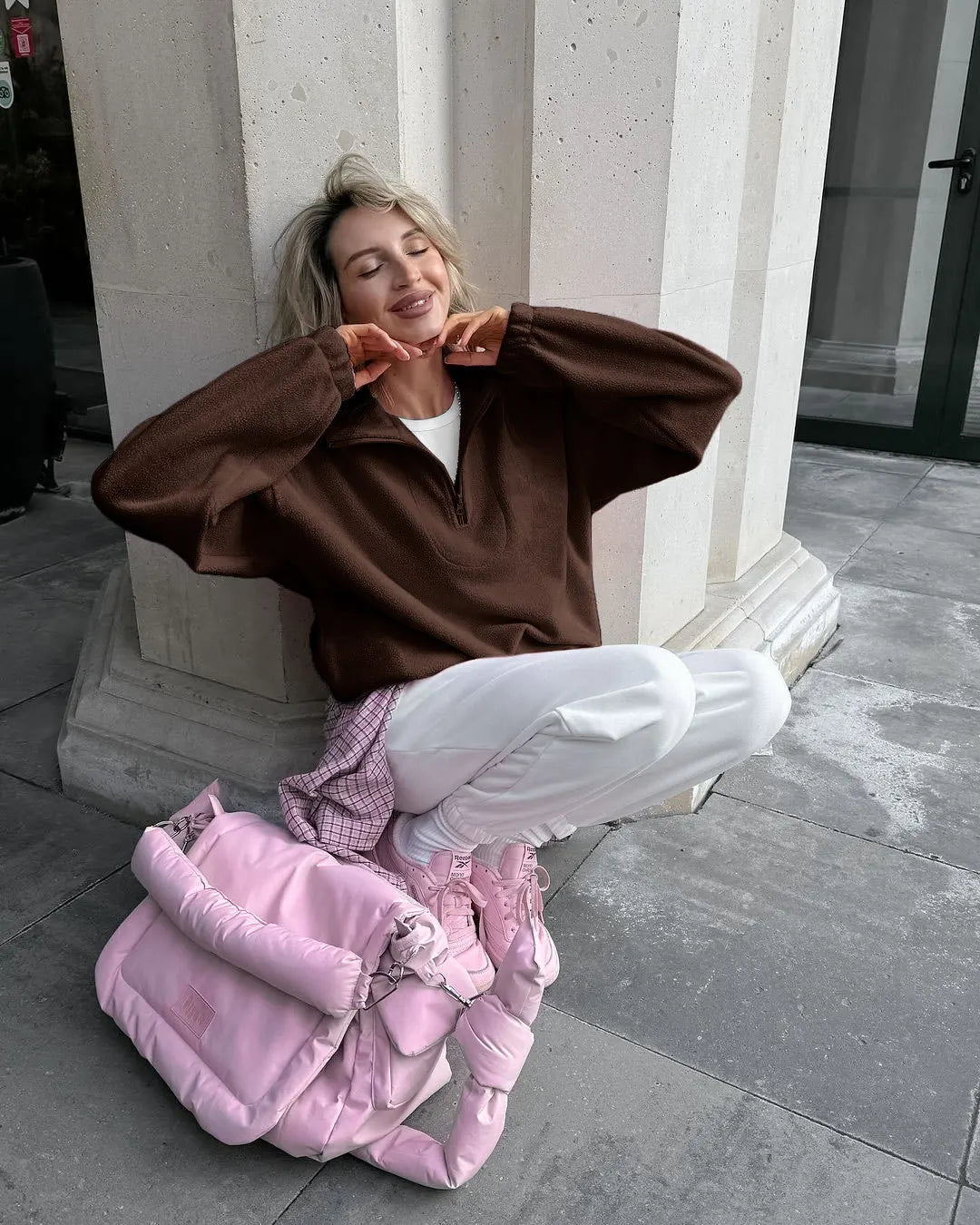 Women Autumn Winter Fleece Hoodies Elegant Stand Collar Zipper Loose Sweatshirt Elegant Solid Pullover Casual Top Streetwear