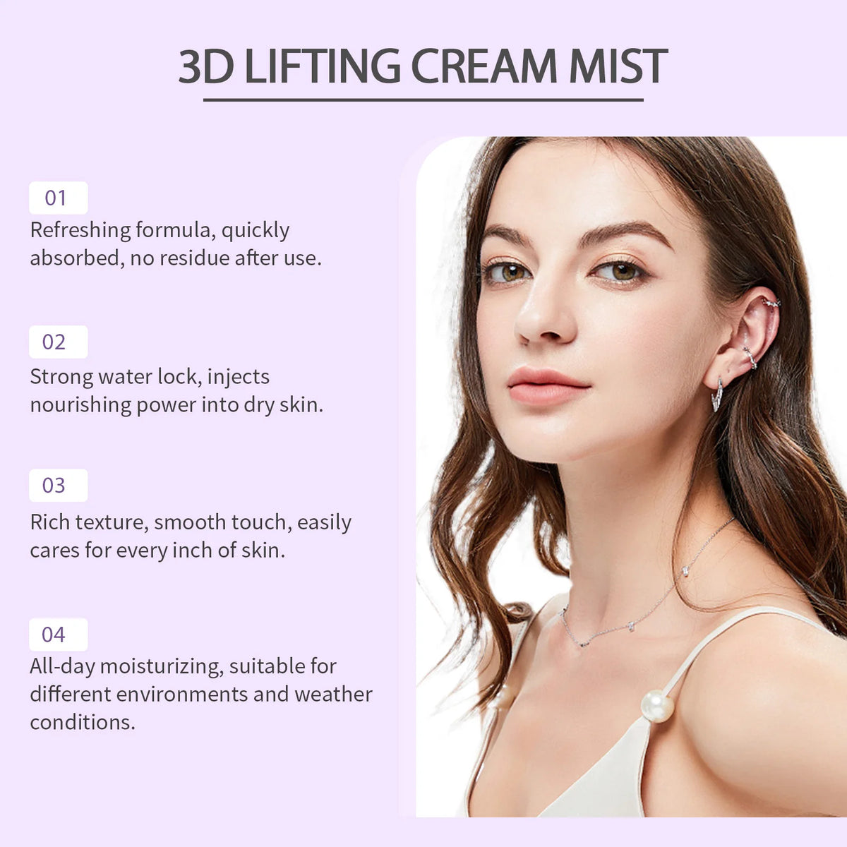 3D Lifting Firming Cream&Spray,Advanced with 17 Peptide Complex for Face&Neck,Butter Rich Texture For Perfect Slugging,Creamy Moisturizing,Instantly Brightens Skin Tone,Firms Skin,Refreshing,Comfortable.K-Beauty  Glass Skin