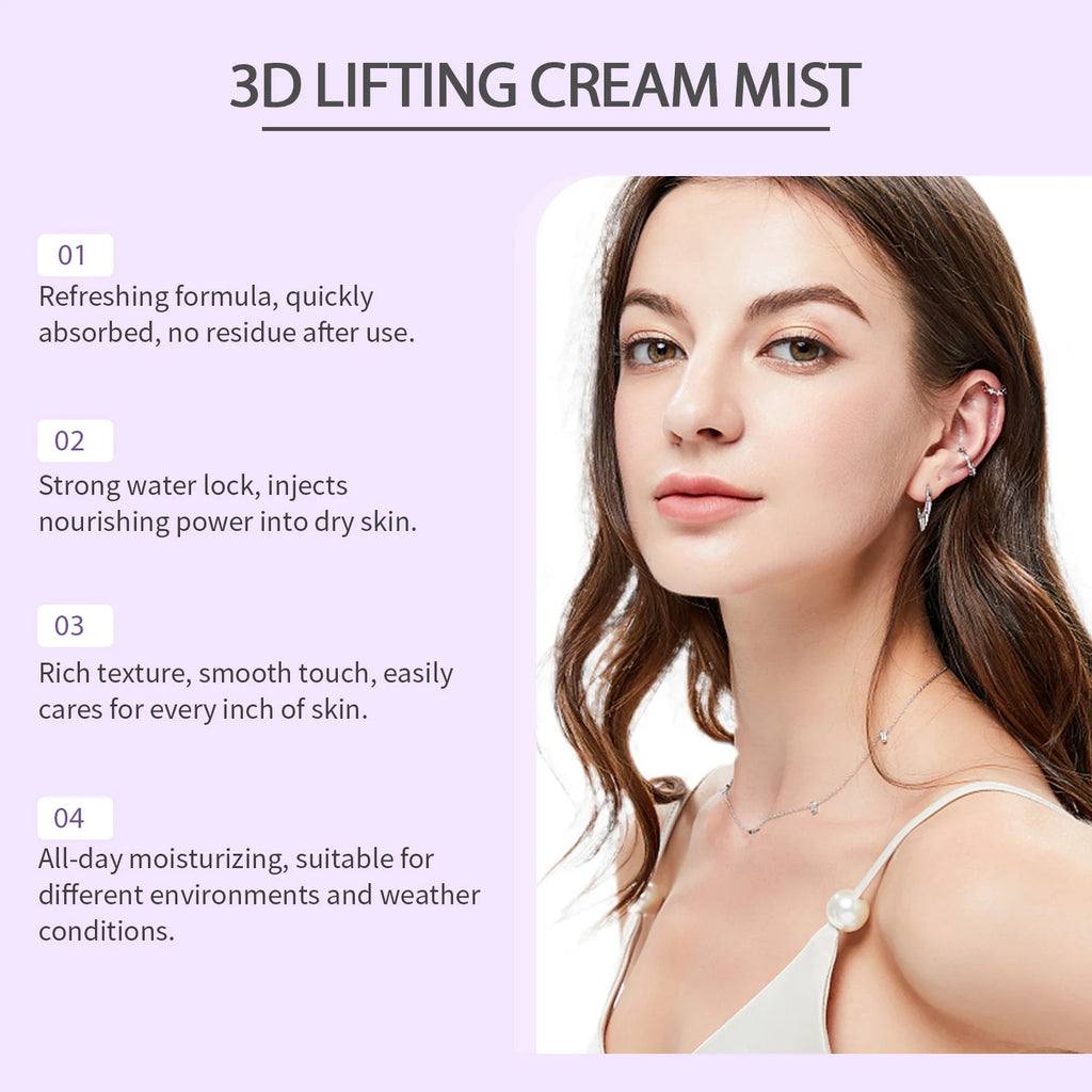 3D Lifting Firming Cream&Spray,Advanced with 17 Peptide Complex for Face&Neck,Butter Rich Texture For Perfect Slugging,Creamy Moisturizing,Instantly Brightens Skin Tone,Firms Skin,Refreshing,Comfortable.K-Beauty  Glass Skin