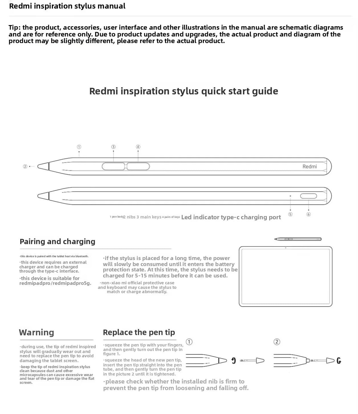 Original Redmi Stylus Pen 240Hz Draw Writing Screenshot Tablet 4096 Level Sense Smart Pencil For Redmi Pad Pro / Redmi Pad 2