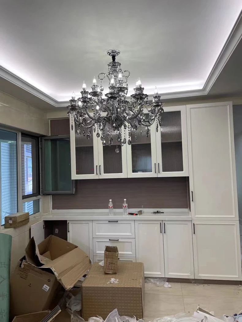 Modern Candle Crystal Lamp Living Room Large Crystal Chandelier Lighting Modern Atmosphere Restaurant Bedroom Hanging Lamps
