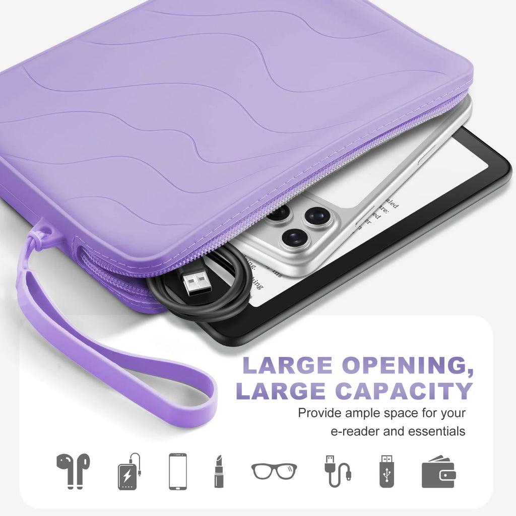 6-7 Inch Silicone Clutch for 7" Kindle Paperwhite and Kindle Colorsoft Signature Edition,6 inch K-indle,Kobo,Nook E-Reader Bag