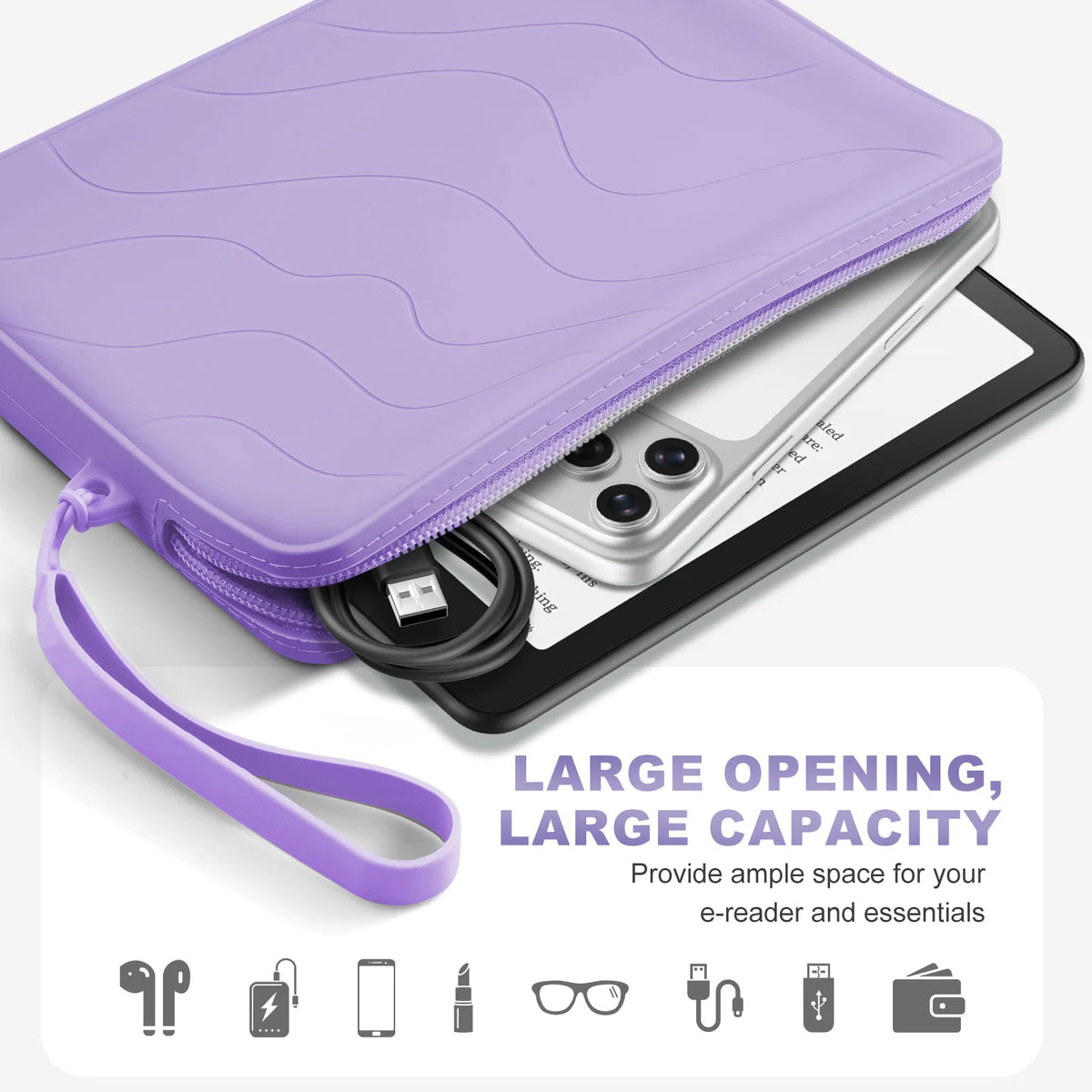 6-7 Inch Silicone Clutch for 7" Kindle Paperwhite and Kindle Colorsoft Signature Edition,6 inch K-indle,Kobo,Nook E-Reader Bag
