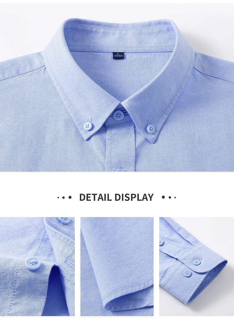 New 100% Pure Cotton Striped Shirt For Men's Long Sleeve Casual Regular Fit Soft Comfortable Business Social Shirts Men Clothing