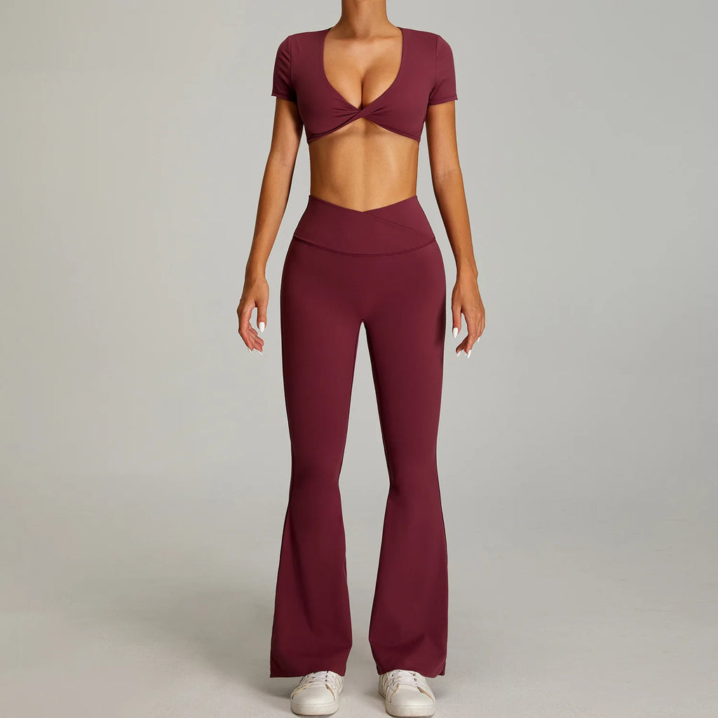 mikeyoga Women Yoga Suit 2PCS Sports Set Quick-Drying Gym Set Women Tracksuit Running Workout Short Sleeves Sports Yoga Clothing