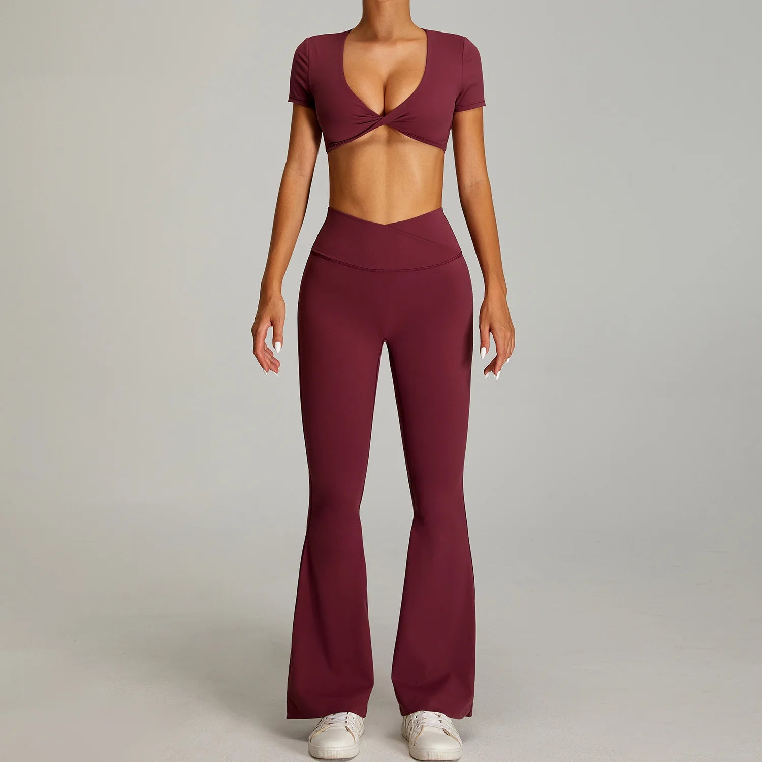 mikeyoga Women Yoga Suit 2PCS Sports Set Quick-Drying Gym Set Women Tracksuit Running Workout Short Sleeves Sports Yoga Clothing