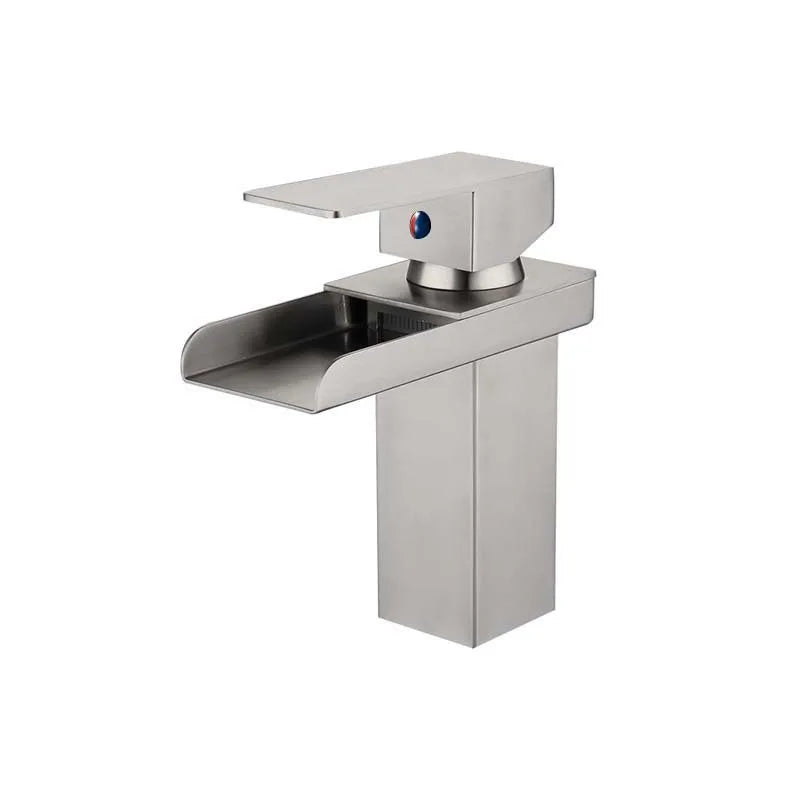 Basin Faucet Brushed Chrome Waterfall Faucet Stainless Steel Bathroom Black Washbasin Faucet Hot and Cold Mixer Tap Table Faucet
