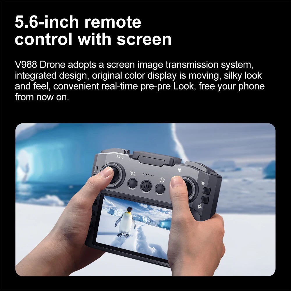 Original V988 Drone 4K HD Camera 360°Obstacle Avoidance Brushless 5G WIFI FPV GPS Quadcopter FPV RC Dron Toy with Big Screen