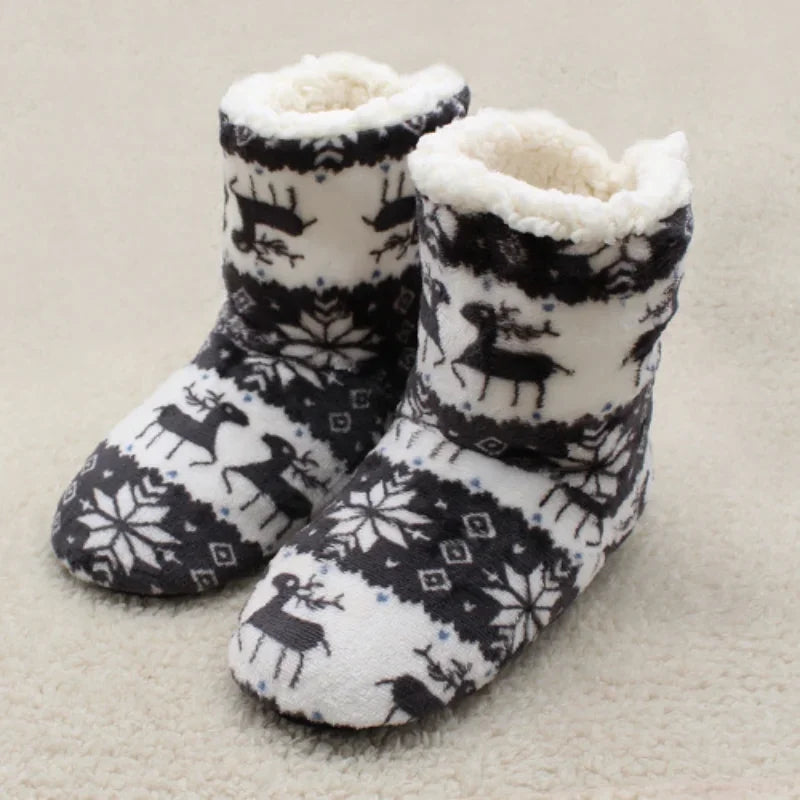 Home Slippers Boots Womens Winter Warm Indoor Christmas Elk Fur Contton Plush Anti Skid Non Slip Soft Deer Female Floor Shoes
