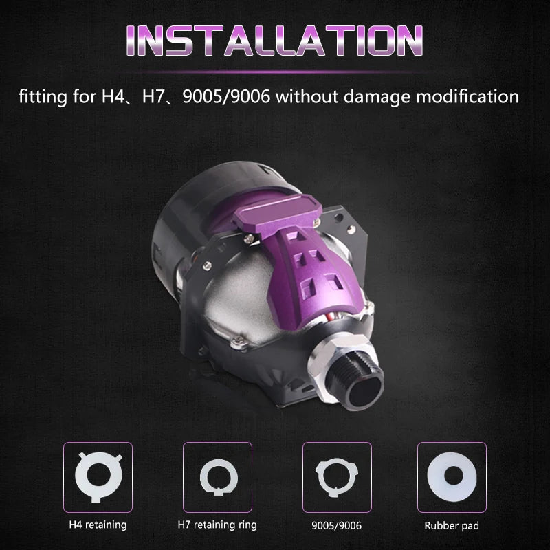SANVI 2025 New Bi Led Hyperboloid Projector Lens 100W 2.5 Inch Car Lights H7 H4 LED H1 9005 9006 Headlight Auto Accessory