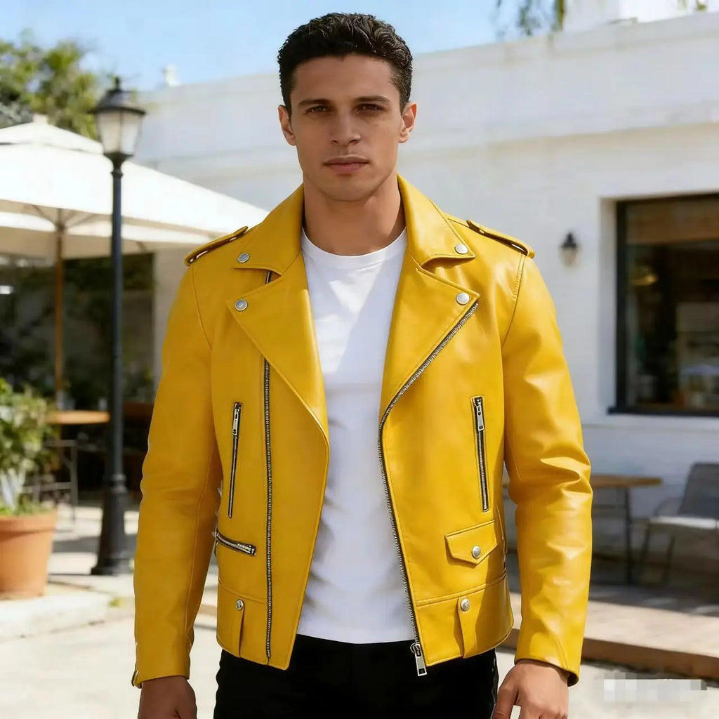 Hong Kong Style Men Leather Jacket Trendy Lapel Men Spring Autumn Top New Style Youth Retro Outerwear High Grade Couple Jacket