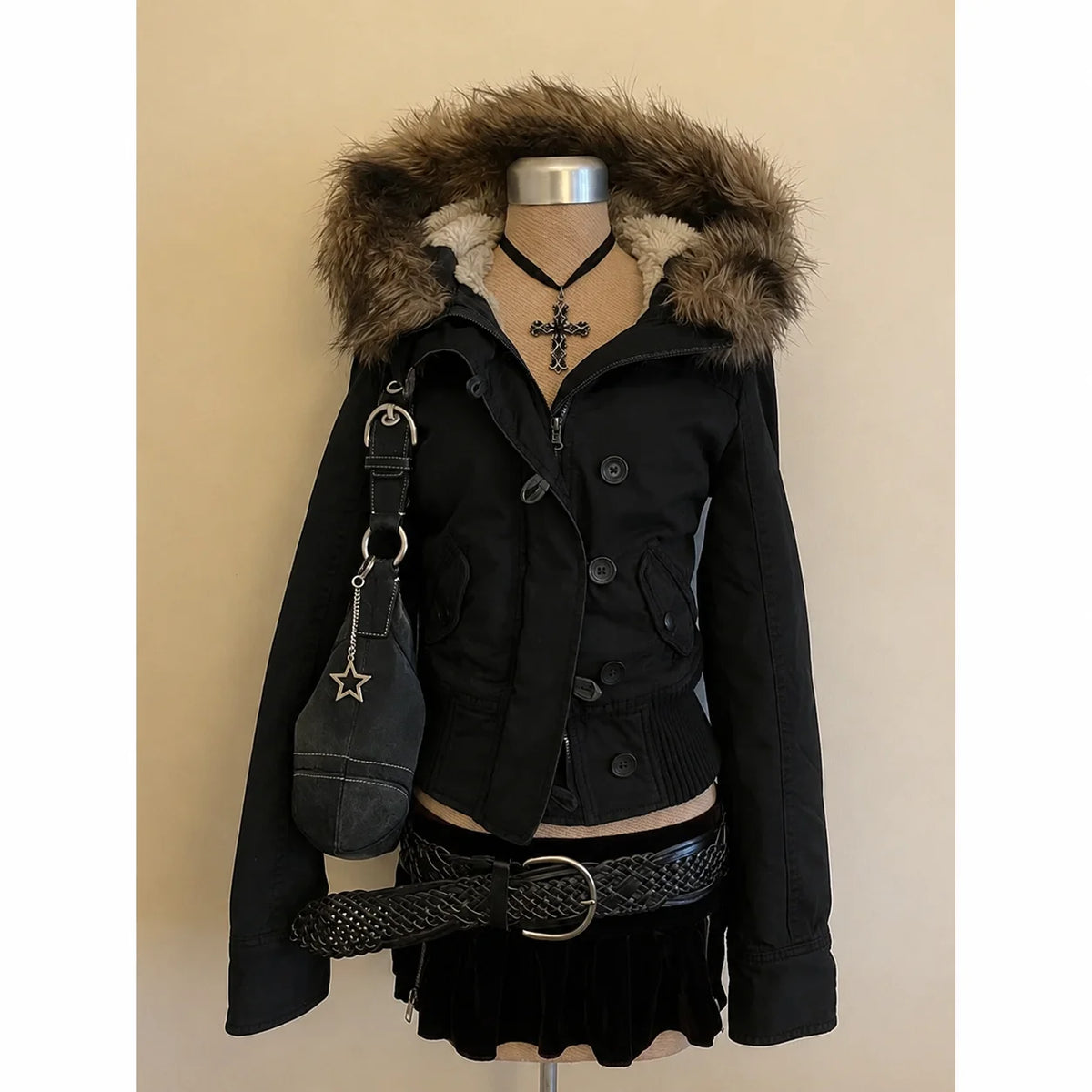 Subculture Harajuku Vintage Safari Coats with Hooded Women Zipper Sweatshirts Casual Streetwear Grunge Jacket Y2k Stand Neck