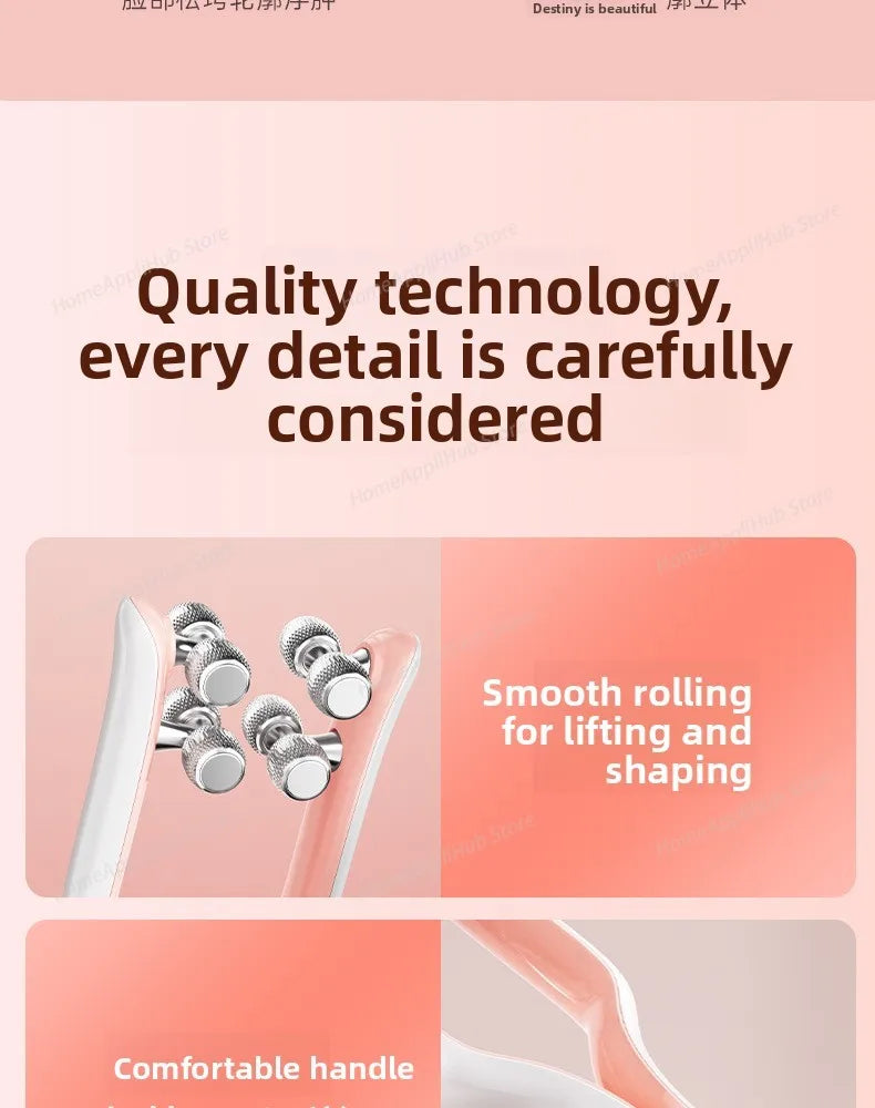 roller facial massager EMS micro current three-level intensity adjustment care rechargeable skin management device facial massa