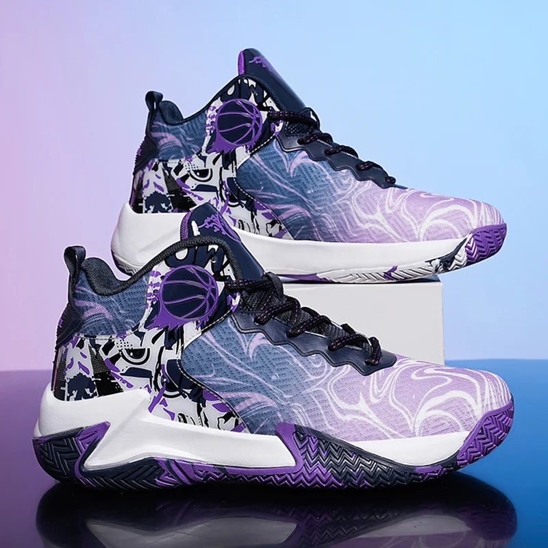Mens Basketball Shoes Fashion Non-Slip Lightweight Breathable Outdoor Sneakers Cushioning Workout Shoe for Running Walking Sport