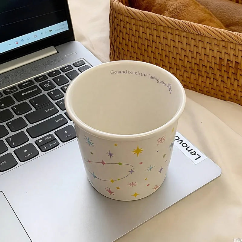 Ceramic Cup Breakfast Milk Cup Tea Hot Drinks Cold Drinks Light Luxury Minimalist Niche High-end Appearance Mug