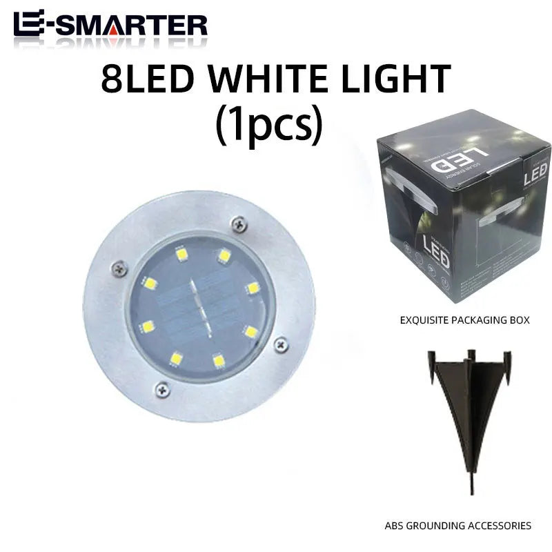 8LED Solar Power Disk Light Outdoor Garden Solar Underground Light Deck Lights Spotlight Buried Solar Lamp Landscape Lighting