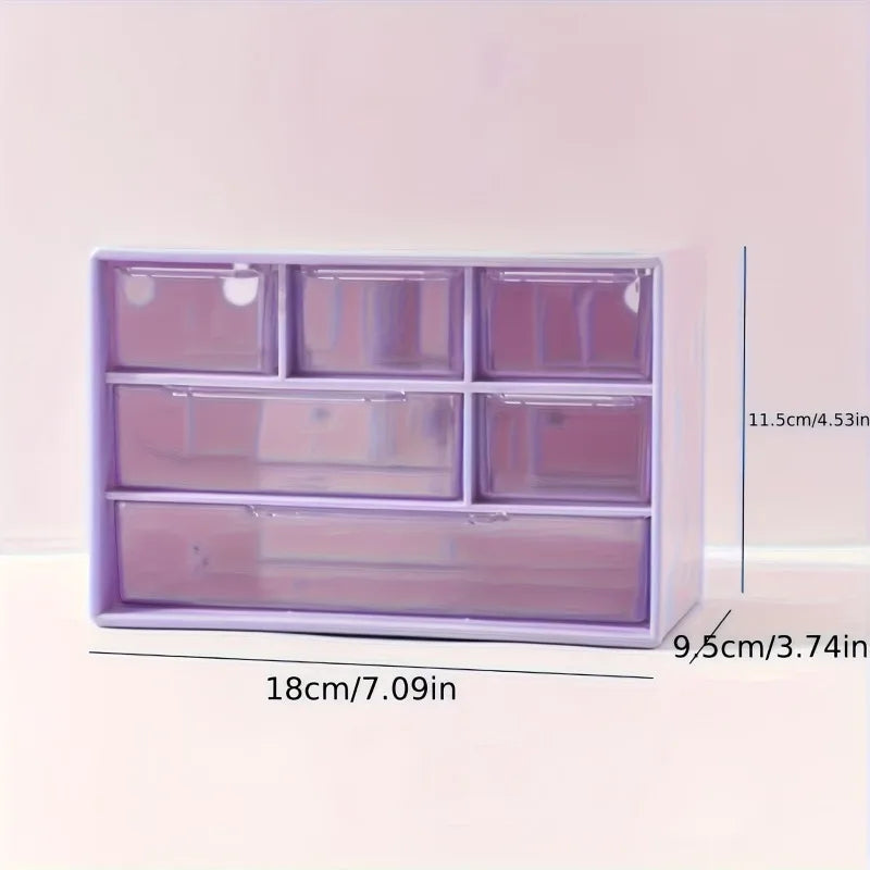Desktop Organizer with Six Drawers-Spacious and Multifunctional Container,Perfect for Office Supplies,Stationery,Dorm Essentials
