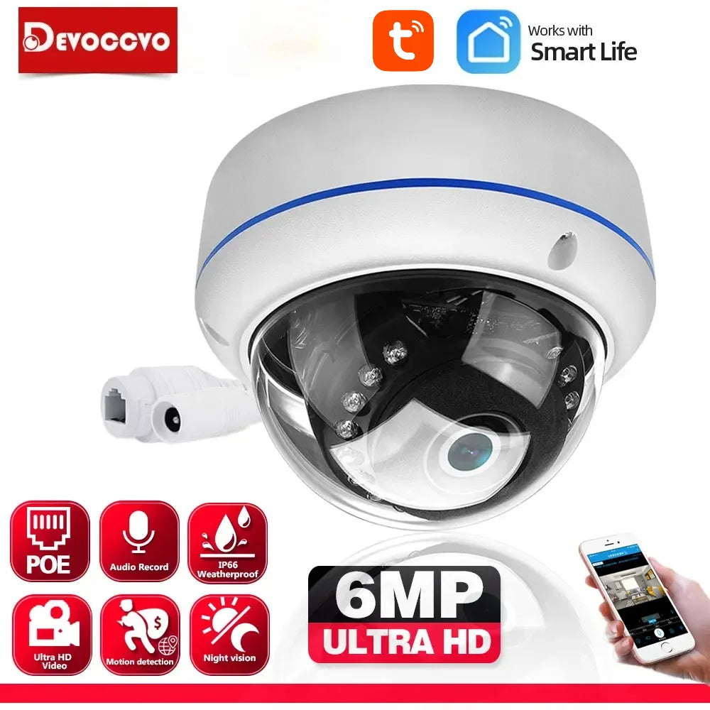 Smart life 6MP POE IP Dome Security Camera Metal outdoor indoor home Ceiling Camera Video Surveillance Audio Record CCTV Cam