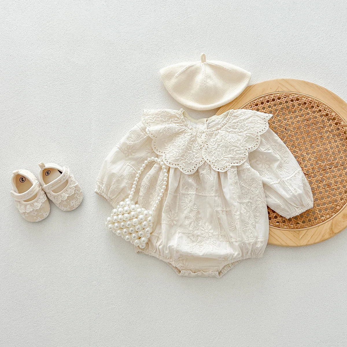 Autumn Newborn Infant Baby Girls Lace Lapel Romper Sister  Embroidery Dresses Muslin Rompers Kids Onepiece Fashion Baby Clothing