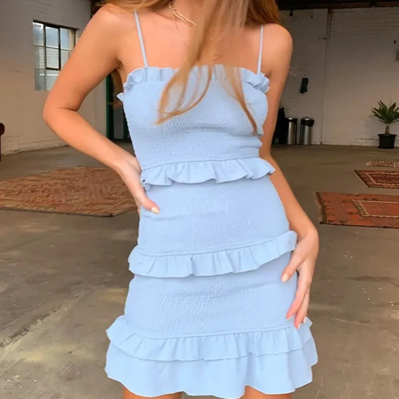 New Women Party Lace Flower Backless Mini Dress Summer Sexy Sling Spaghetti straps Deep V Neck Wedding Club Vestidos