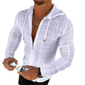 Summer Fashion Sleeveless/Long/Short Sleeved Hoodie Zipper T shirt Casual Plaid print Open Stitch Beach Sun Protection Clothing