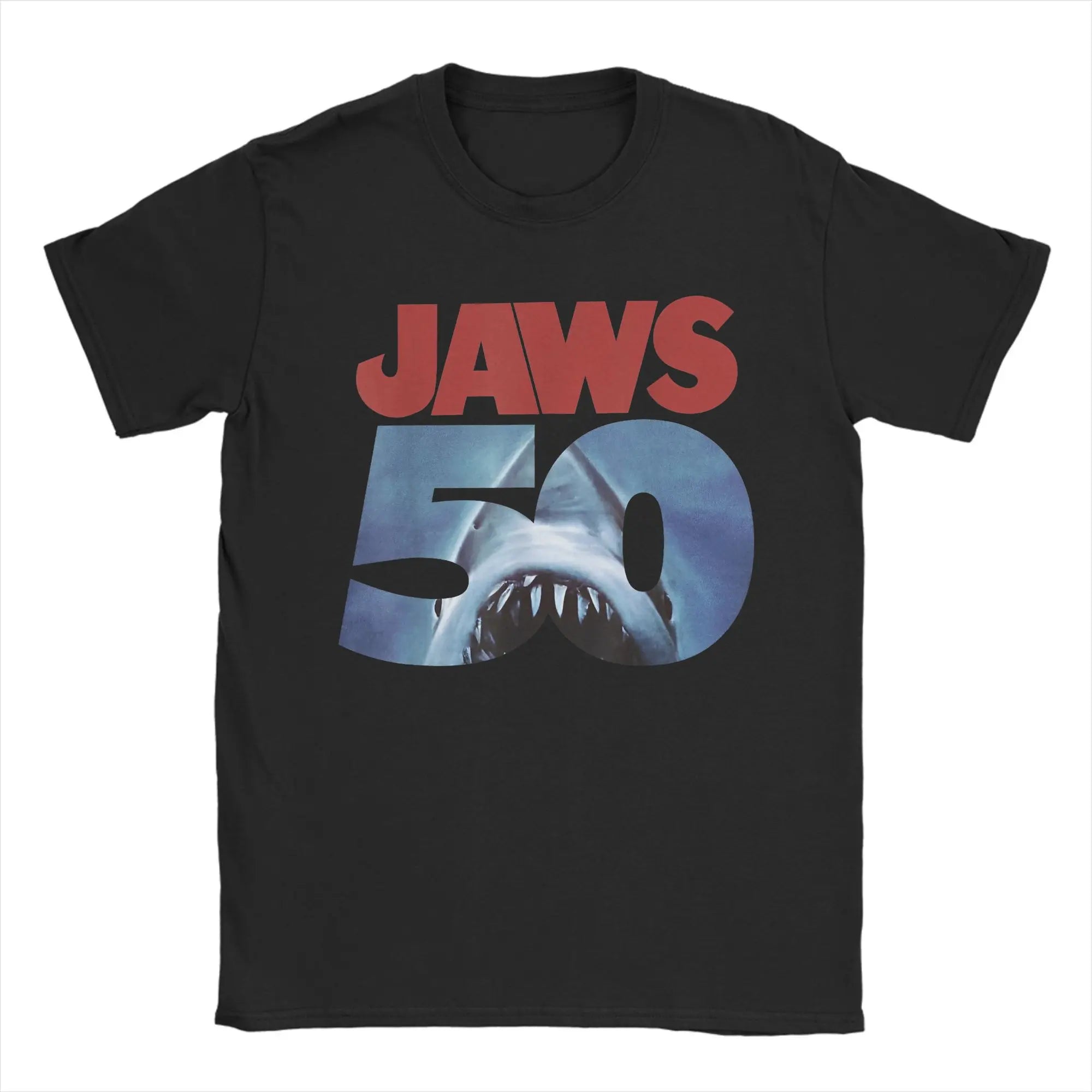 Jaws 50th Anniversary Logo Movie Graphic T Shirt Men Cotton Creative T-Shirt Round Neck  Tee Shirt Short Sleeve Tops New Arrival