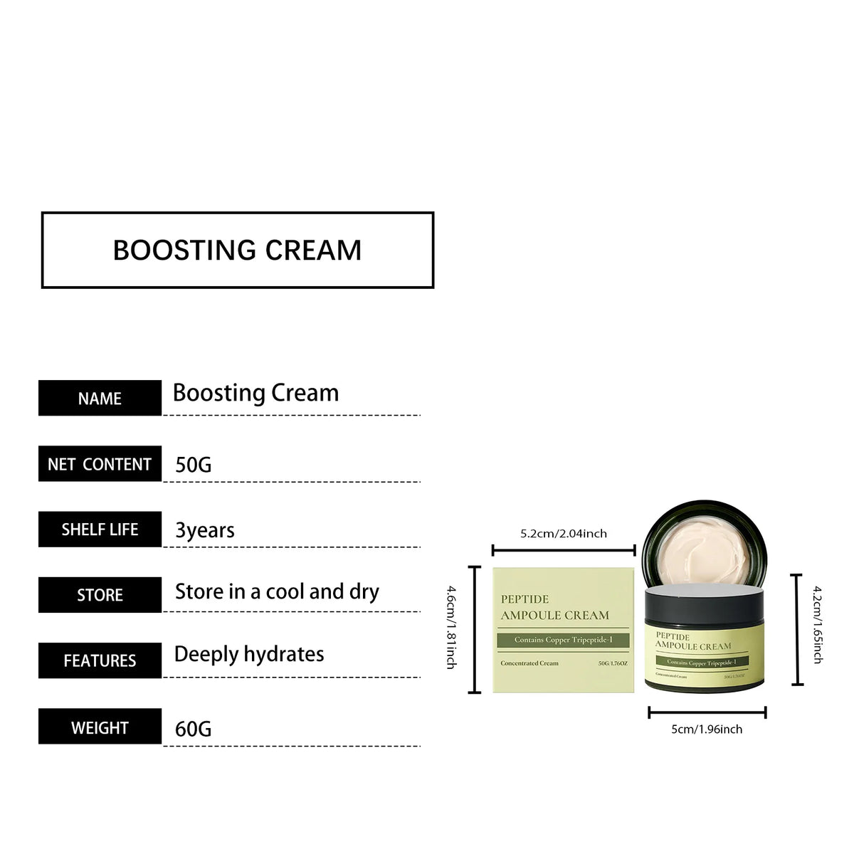 Peptide Ampoule Cream Anti Wrinkle Reduction Firm Skin Elasticity Enhancement Strengthening Skin Barrier Repair Peptide Cream
