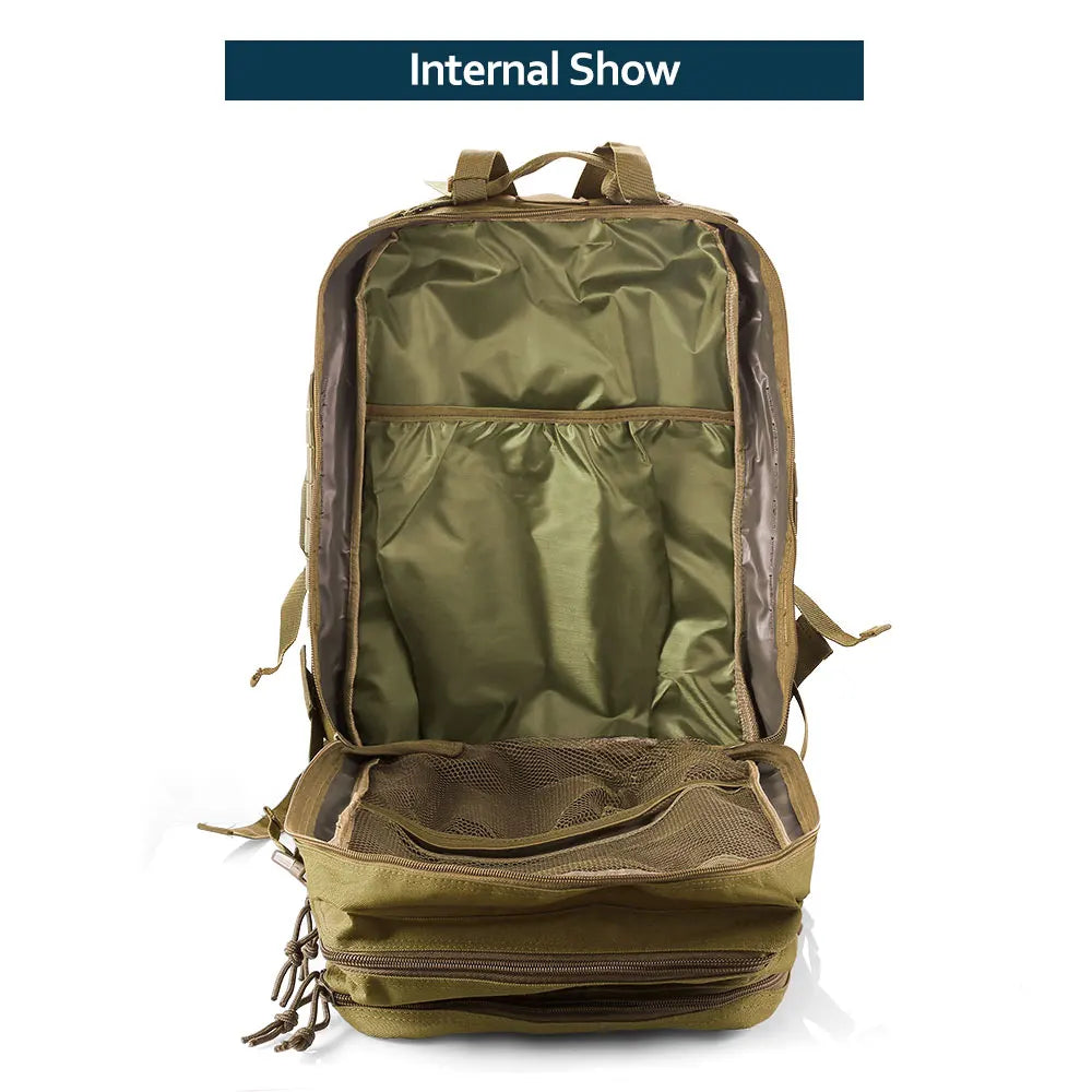 50 Liters Outdoor Tactical Dual Shoulder Large 3P Backpack Backcountry Cycling Sports Backpack Travel Attack Camouflage Multi-Fu